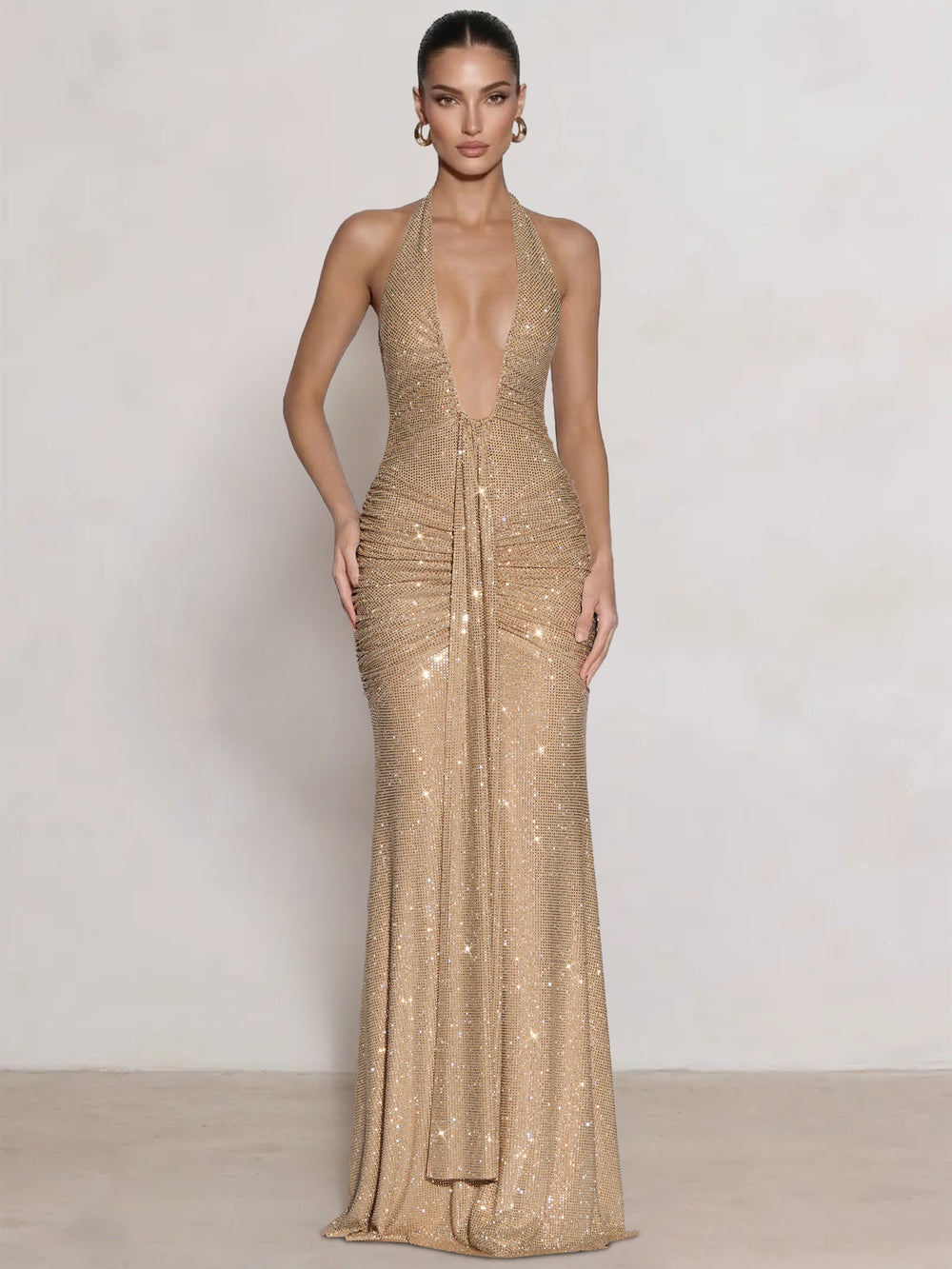 Sheath Column Long  Prom Dress  Floor-Length Long Sparkle Corset Prom Dress Evening Dress With Rhinestones Sequins