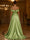 A-Line Evening Dresses Floral Satin Floor-Length Off The Shoulder Elegant Formal Evening Gown With Overskirt Back Lace Up