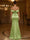 A-Line Evening Dresses Floral Satin Floor-Length Off The Shoulder Elegant Formal Evening Gown With Overskirt Back Lace Up