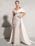 A-Line Formal Evening Dresses Luxury Off The Shoulder Lattice Beading Floor-Length Elegant With Overskirt