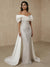 A-Line Formal Evening Dresses Luxury Off The Shoulder Lattice Beading Floor-Length Elegant With Overskirt
