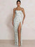 A-Line/Princess Prom Dresses Strapless Floor-Length Side Split With Pleats&Back Lace-Up Wedding Guest Dresses