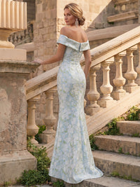 Mermaid Mother Of The Bride Dresses Elegant Dress Formal Dresses Printed Satin Off-The-Shoulder Sweetheart Floor Length Sleeveless Wedding Guest
