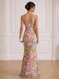 Mermaid Evening Dress Jacquard Sweetheart Sleeveless Floor-Length Zipper Elegant Floral Dresses