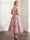 A-Line/Princess Elegant Floral Cocktail Dresse V Neck Short Sleeves Formal Ankle Length Dresses With Pocket