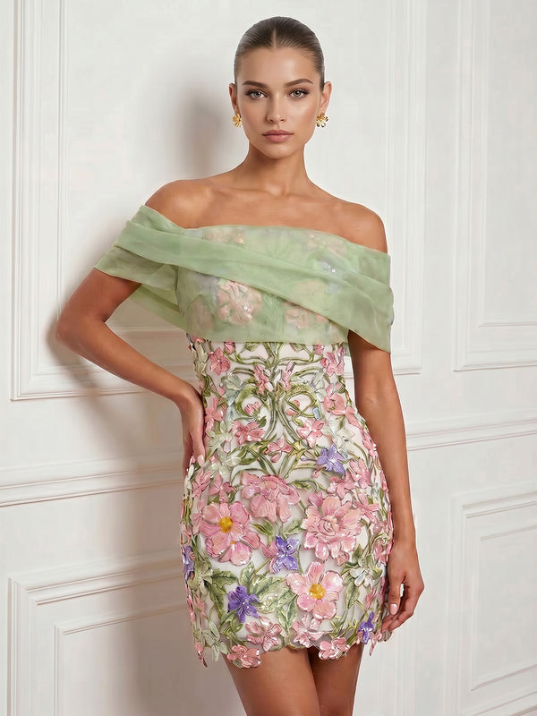 Sheath/Column Homecoming Dresses Floral Jacquard Draped Off-The-Shoulder Sleeveless Short Zipper Party Dresses