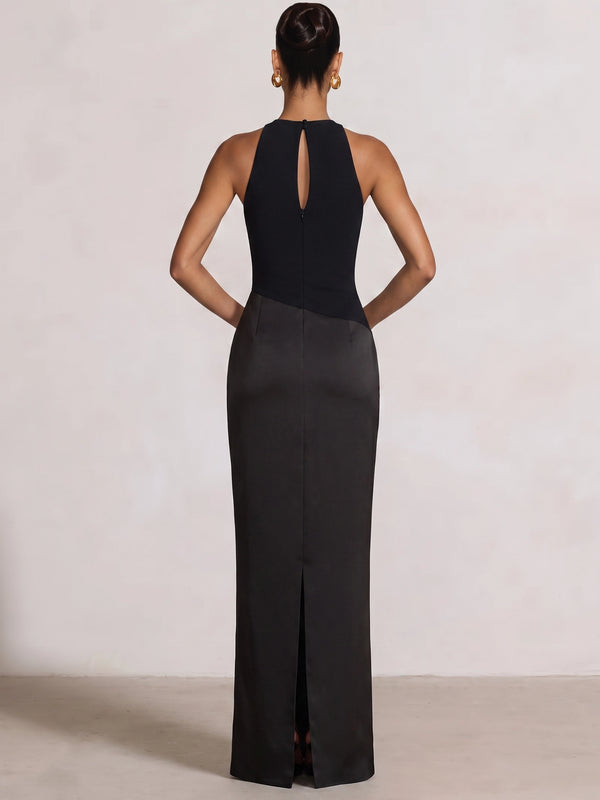 Sheath/Column Evening Dress Boat Neck Sleeveless Floor-Length Formal Runched Party Formal Dress