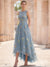A-Line/Princess  Floral Cocktail Dresses Sleeveless Tulle Formal Ankle Length Dresses Pocket with Floral Emboridary Pocket