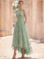 A-Line/Princess  Floral Cocktail Dresses Sleeveless Tulle Formal Ankle Length Dresses Pocket with Floral Emboridary Pocket