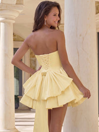 A-Line/Princess Homecoming Dresses Strapless Sleeveless Short/Mini Corset with Ruffles Bowknot Back Lace Up