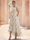 A-Line/Princess Floral Cocktail Dresses Short Sleeves Tulle Formal Ankle Length Dresses Pocket with Floral Emboridary Pocket