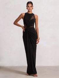 Sheath/Column Evening Dress Boat Neck Sleeveless Sexy Floor-Length Formal Party Formal Dress