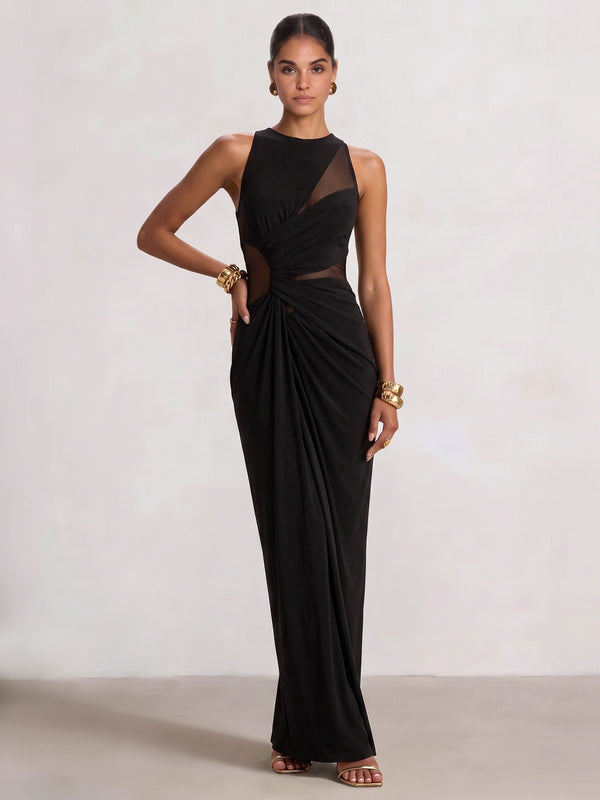 Sheath/Column Evening Dress Boat Neck Sleeveless Sexy Floor-Length Formal Party Formal Dress