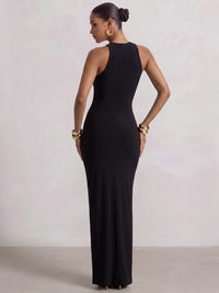 Sheath/Column Evening Dress Boat Neck Sleeveless Sexy Floor-Length Formal Party Formal Dress