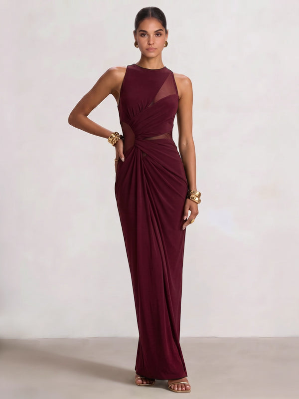 Sheath/Column Evening Dress Boat Neck Sleeveless Sexy Floor-Length Formal Party Formal Dress