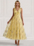 A-Line/Princess Cocktail Dresses Floral V Neck Sleeveless Tulle Formal Ankle Length Dresses Pocket with Floral Emboridary Pocket