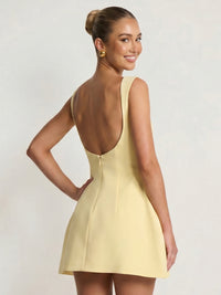A Line/Princess Homecoming Dresses Short/Mini Boat Neck Backless Sleeveless Corset Dress