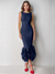 Mermaid Cocktail Party Dress Boat Neck Sleeveless Ankle Length Feather Dress Formal Dress