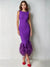 Mermaid Cocktail Party Dress Boat Neck Sleeveless Ankle Length Feather Dress Formal Dress