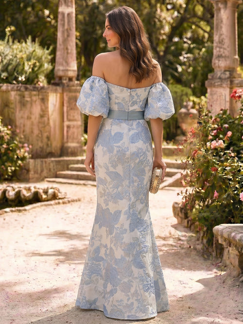Sheath Mother Of The Bride Dresses Sweetheart Floor-Length Formal Dress with Bow Ruched Jacquard Dresses