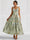 A-Line/Princess Elegant Cocktail Dress V Neck Tea-Length Floral Embroiery Dress Formal Wedding Guest