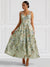 A-Line/Princess Elegant Cocktail Dress V Neck Tea-Length Floral Embroiery Dress Formal Wedding Guest