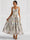A-Line/Princess Elegant Cocktail Dress V Neck Tea-Length Floral Embroiery Dress Formal Wedding Guest