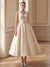 A-Line/Princess Wedding Dresses Little White Dress V-Neck Sleeveless Corset Ankle-Length Wedding Dress With Bow