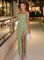 A-Line/Princess Evening Dresses Prom Dresses Chiffon Strapless Floor-Length Side Split With Pleats Lace-Up Wedding Guest Dresses