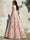 A-Line Evening Gown Elegant Jacquard Floral Dress Floor Length Sleeveless V Neck with Slit Pocket Dusty Blue Wedding Guest Dress