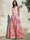 A-Line Evening Gown Elegant Jacquard Floral Dress Floor Length Sleeveless V Neck with Slit Pocket Dusty Blue Wedding Guest Dress