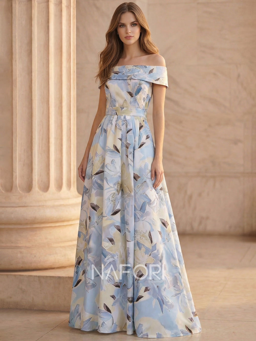 A Line/Princesses Evening Dress Elegant Floral Sleevelss Evening Dress Off The Shoulder Floor-Length Formal Dress