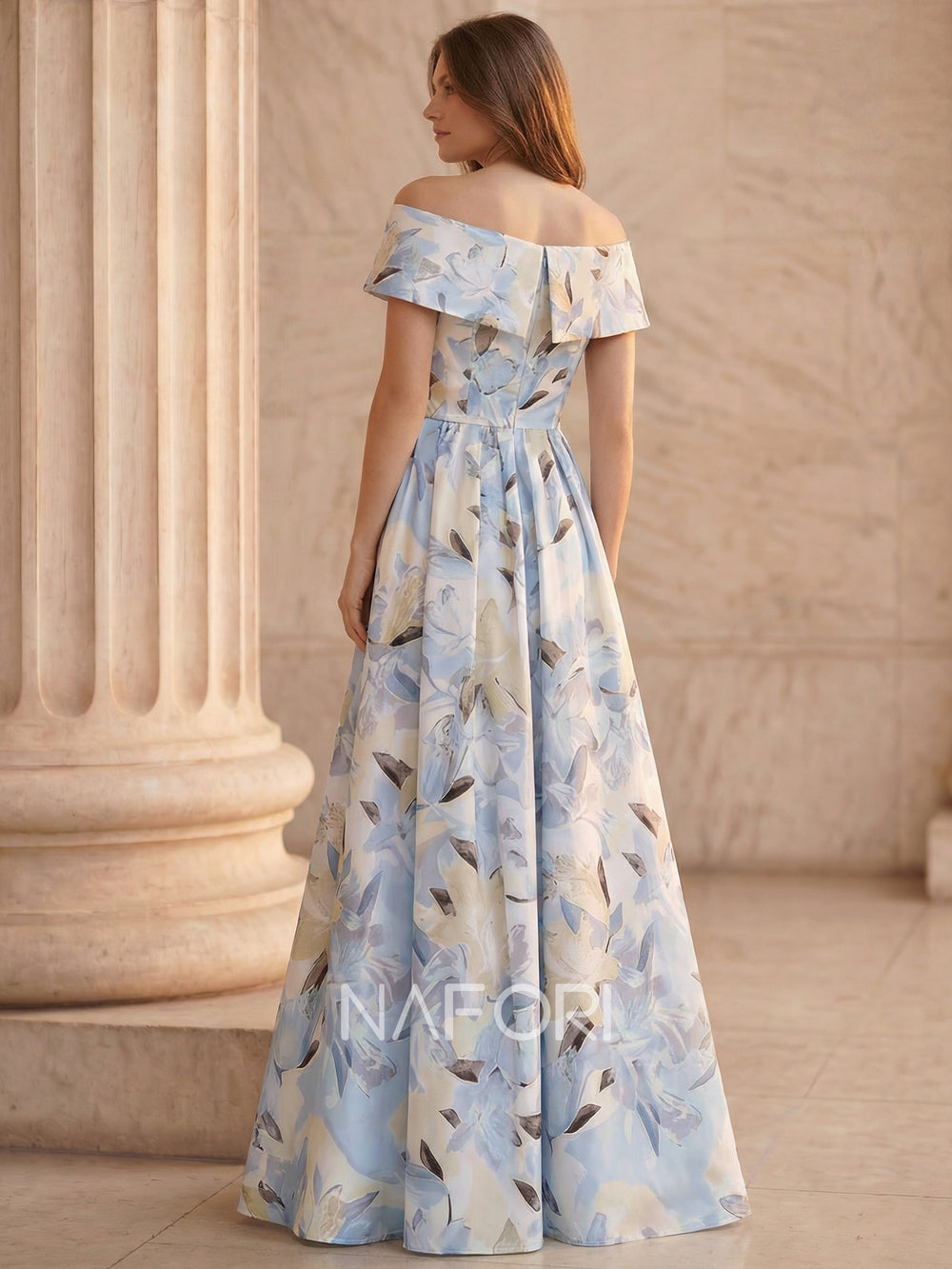 A Line/Princesses Evening Dress Elegant Floral Sleevelss Evening Dress Off The Shoulder Floor-Length Formal Dress