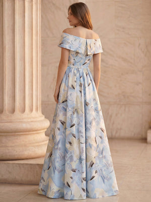 A Line/Princesses Evening Dress Elegant Floral Sleevelss Evening Dress Off The Shoulder Floor-Length Formal Dress