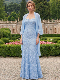 Mermaid Mother Of The Bride Dress Elegant Formal Gown Chiffon Appliques Sequins Floor-Length Sleeveless Strapless With Shawl Wedding Guest Dresses