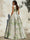 A-Line Evening Gown Elegant Jacquard Floral Dress Floor Length Sleeveless V Neck with Pocket Blue Wedding Guest Dress