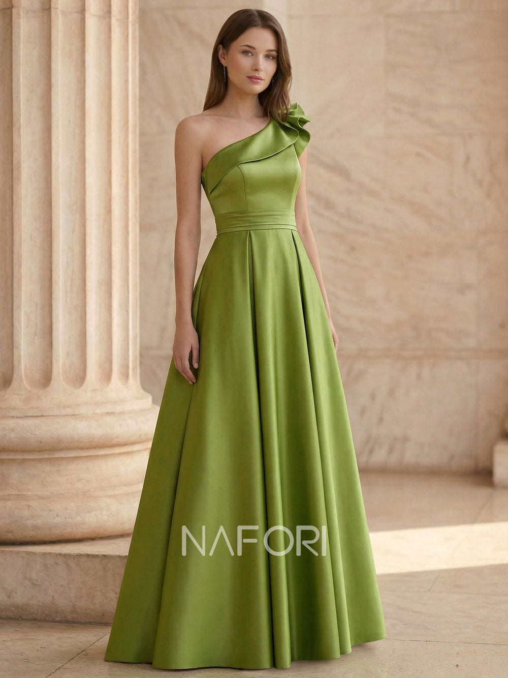 A-Line/Princess Evening Dress One-Shoulder Sleeveless Floor-Length Formal Corset Dress