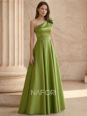 A-Line/Princess Evening Dress One-Shoulder Sleeveless Floor-Length Formal Corset Dress