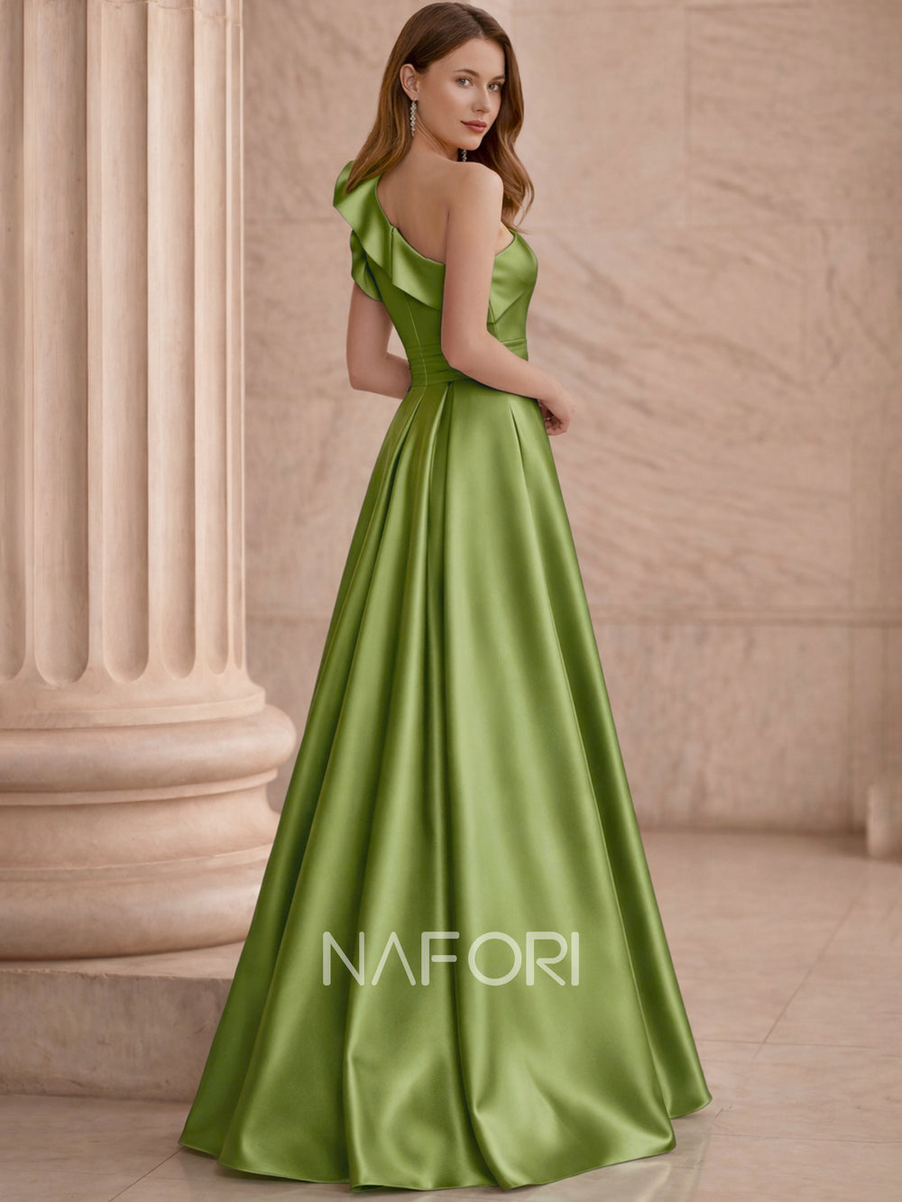 A-Line/Princess Evening Dress One-Shoulder Sleeveless Floor-Length Formal Corset Dress