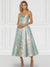 A-Line/Princess Elegant Cocktail Dress Strapless Tea-Length Floral Jacquard Dress Formal Wedding Guest