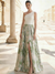 A-Line Evening Gown Elegant Jacquard Floral Dress Prom Floor Length Sleeveless One Shoulder with Slit Pocket Sage Wedding Guest Dress