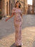 Sheath Evening Dress Luxury Baroque One Shoulder Jacquard Corset Ruched Evening Gown