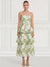 A-Line Cocktail Dresses Elegant Floral Embroidery Tiered Tea-Length Sleeveless Strapless Wedding Guest Dresses