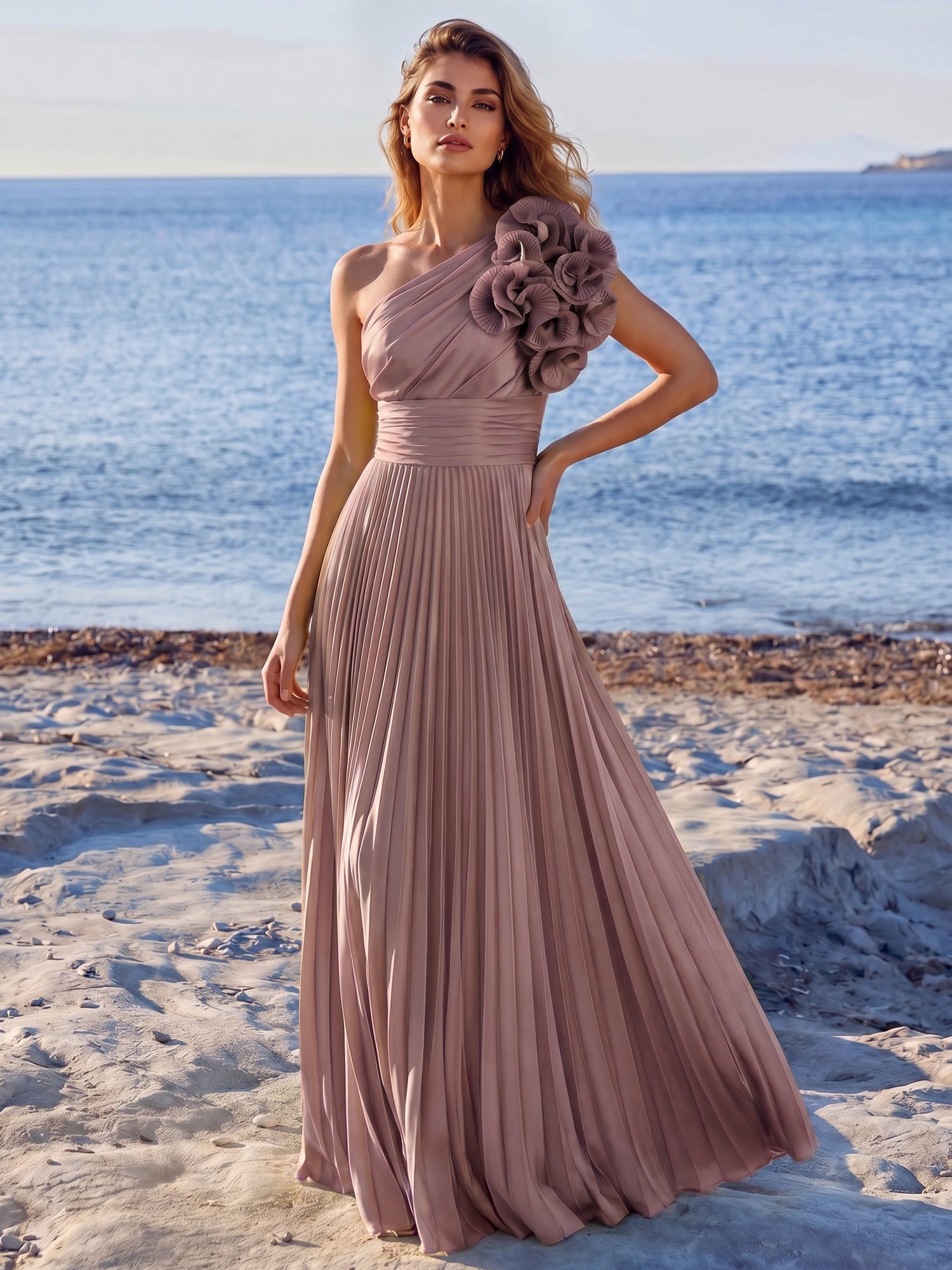 grecian long evening dresses A Line/Princesses Evening Dresses Pleated Grecian Style Satin One Shou