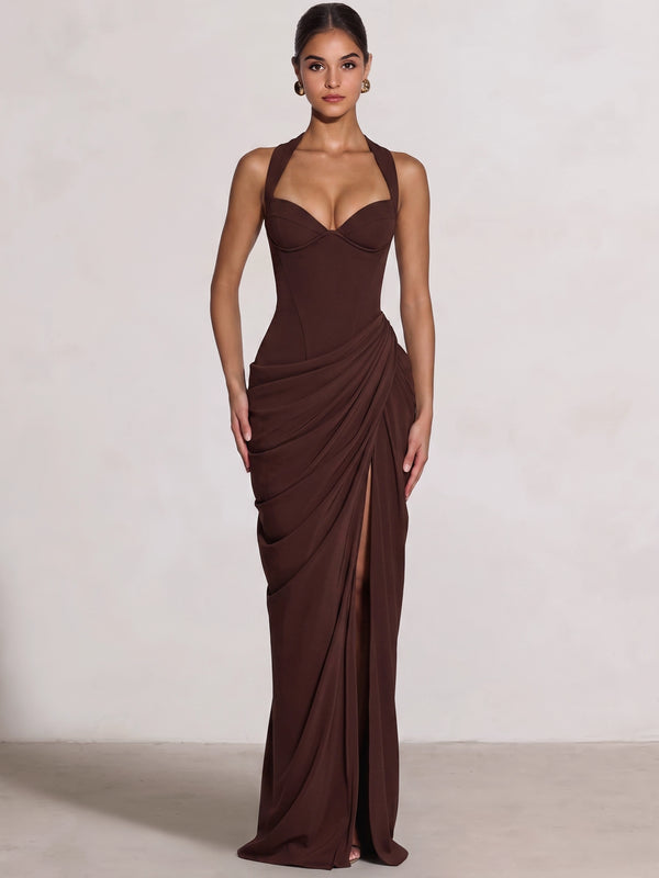 Sheath/Column Evening Dresses Sweetheart Sleeveless Floor-Length Side Split With Pleats Boning Criss Cross Straps Lace-Up Formal Dresses