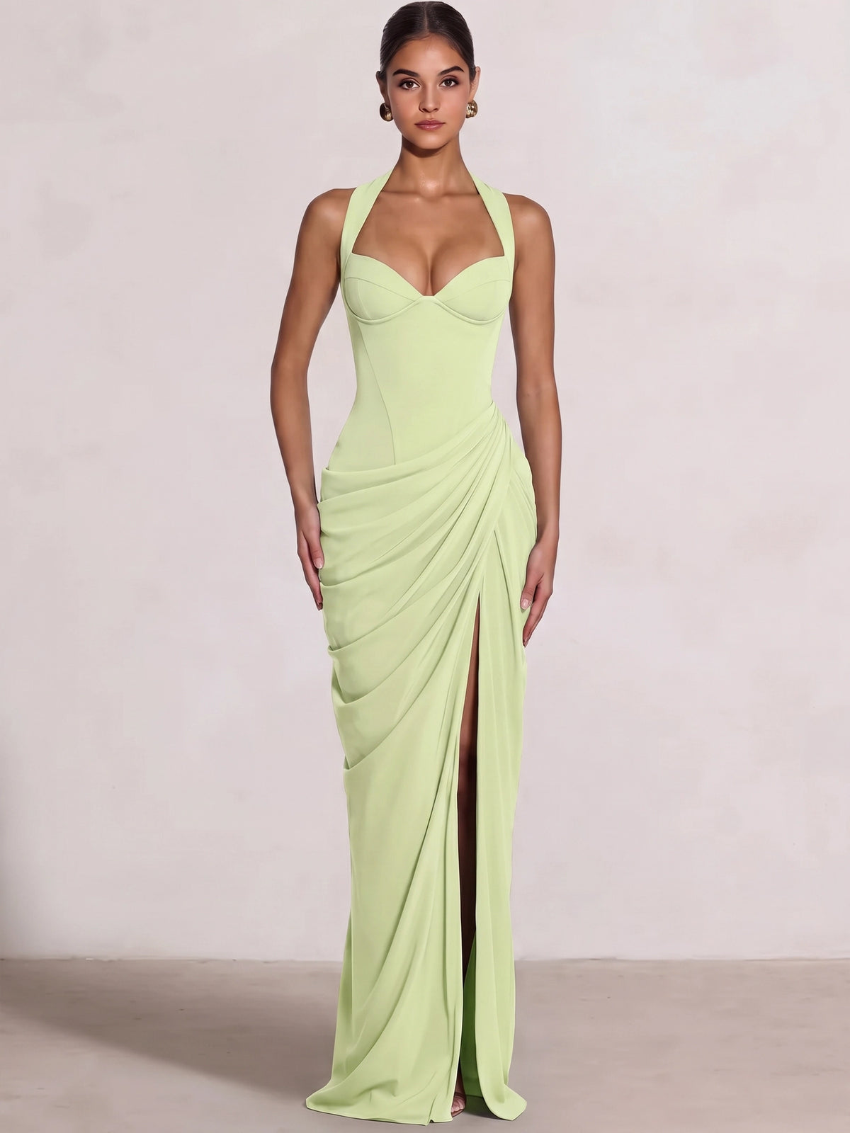 Sheath/Column Evening Dresses Sweetheart Sleeveless Floor-Length Side Split With Boning Criss Cross Straps Lace-Up Formal Dresses