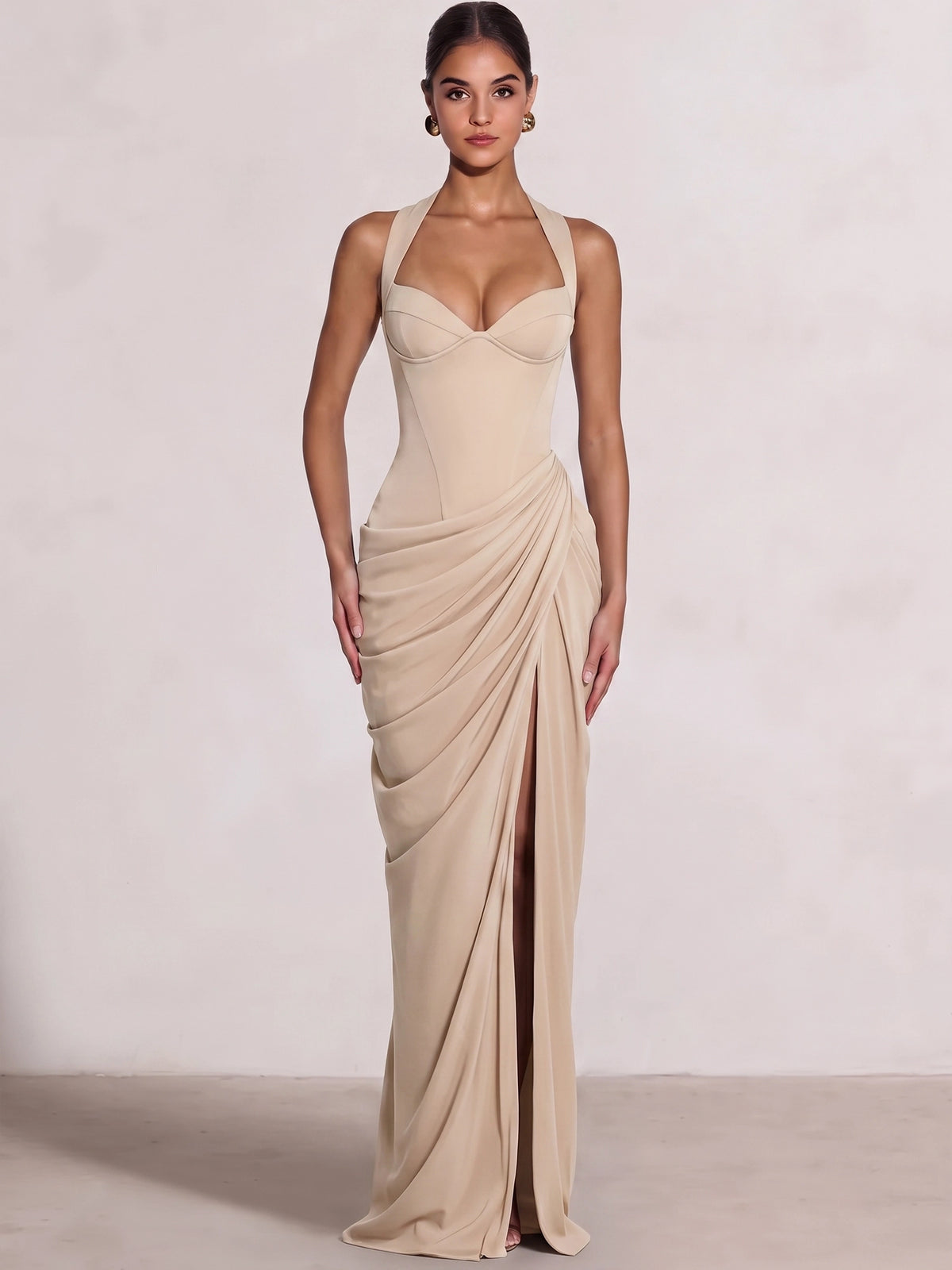 Sheath/Column Evening Dresses Sweetheart Sleeveless Floor-Length Side Split With Boning Criss Cross Straps Lace-Up Formal Dresses
