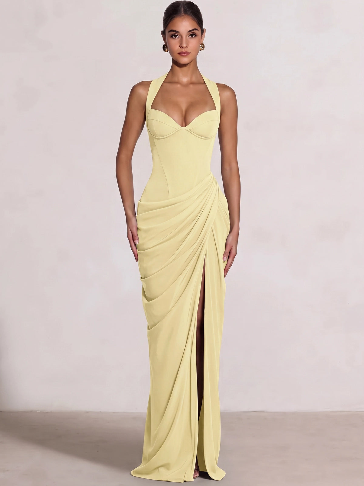 Sheath/Column Evening Dresses Sweetheart Sleeveless Floor-Length Side Split With Boning Criss Cross Straps Lace-Up Formal Dresses