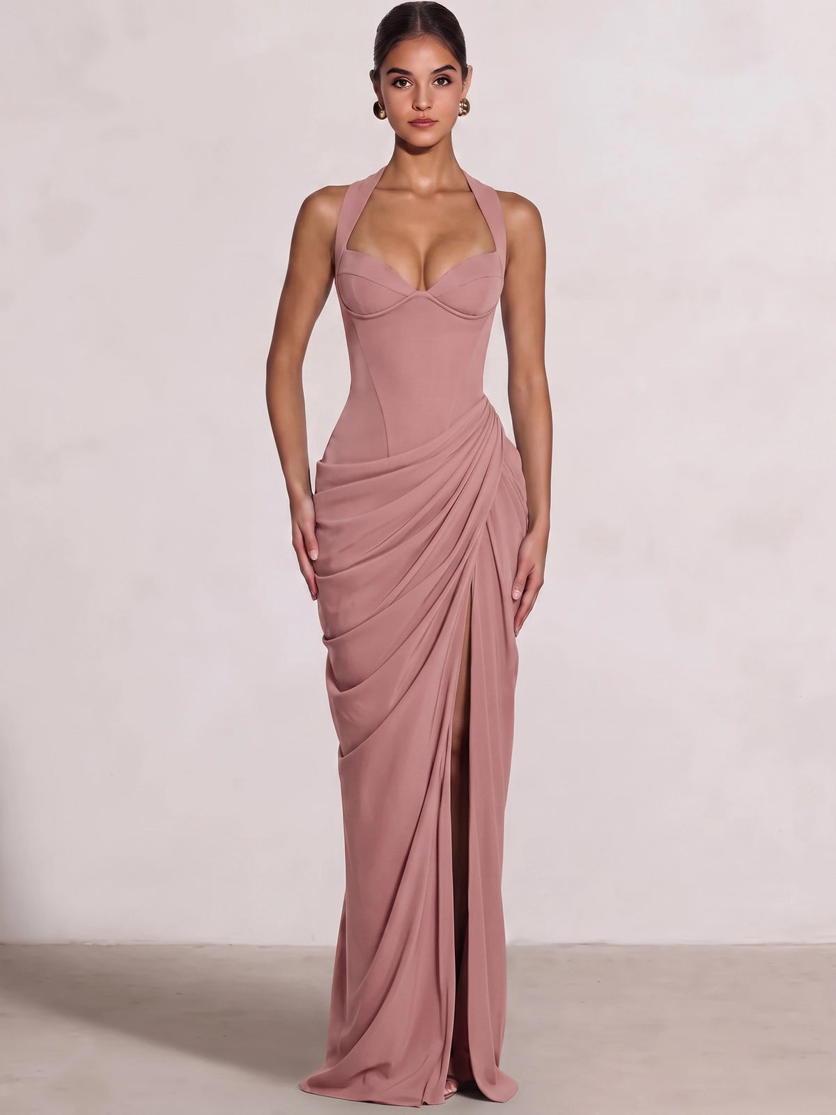 Sheath/Column Evening Dresses Sweetheart Sleeveless Floor-Length Side Split With Boning Criss Cross Straps Lace-Up Formal Dresses