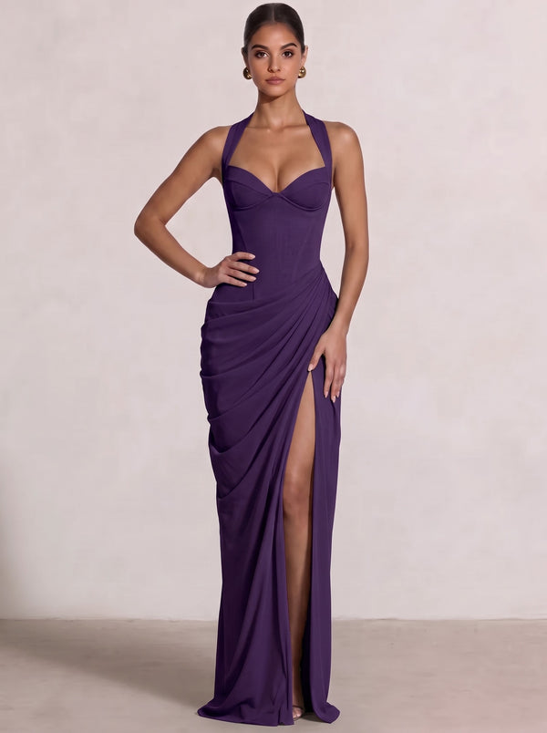 Sheath/Column Evening Dresses Sweetheart Sleeveless Floor-Length Side Split With Boning Criss Cross Straps Lace-Up Formal Dresses